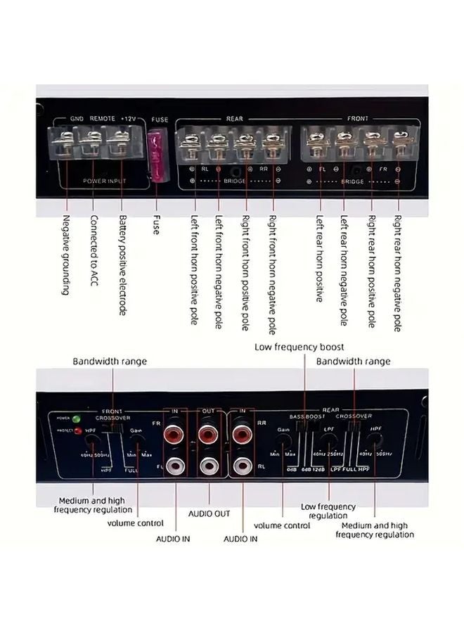 C 286 7800 واط كحد أقصى مضخم صوت سيارة 4 قنوات تحسين جهير صوت محيطي 360 درجة - Image 3